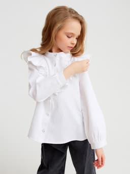 Блузка для девочки MINAKU: Cotton collection, белая, рост 128 см