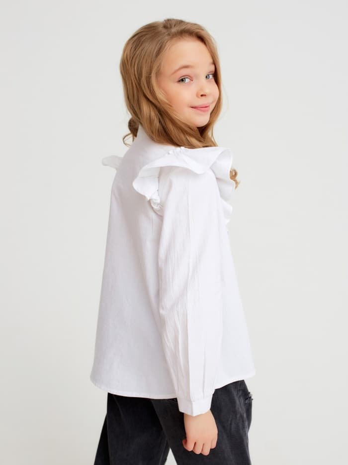 Блузка для девочки MINAKU: Cotton collection, белая, рост 128 см