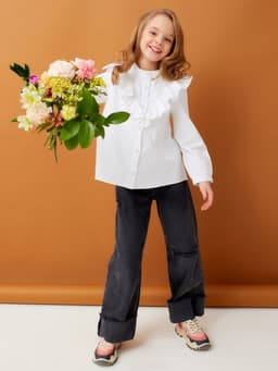 Блузка для девочки MINAKU: Cotton collection, белая, рост 128 см