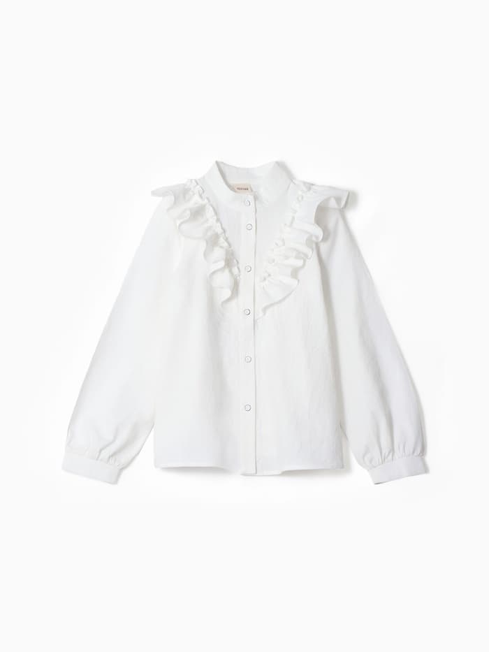 Блузка для девочки MINAKU: Cotton collection, белая, рост 128 см