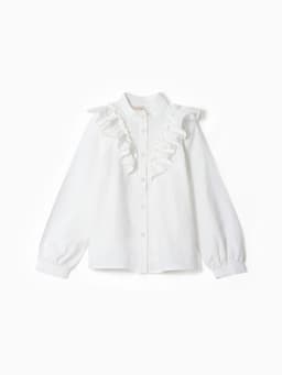 Блузка для девочки MINAKU: Cotton collection, белая, рост 128 см