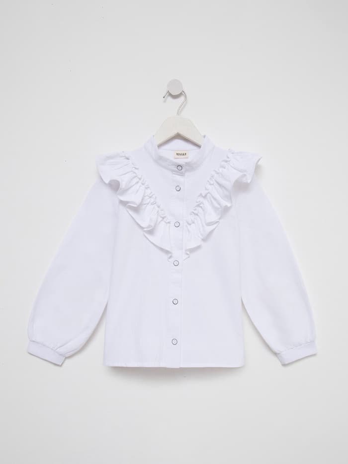 Блузка для девочки MINAKU: Cotton collection, белая, рост 146 см