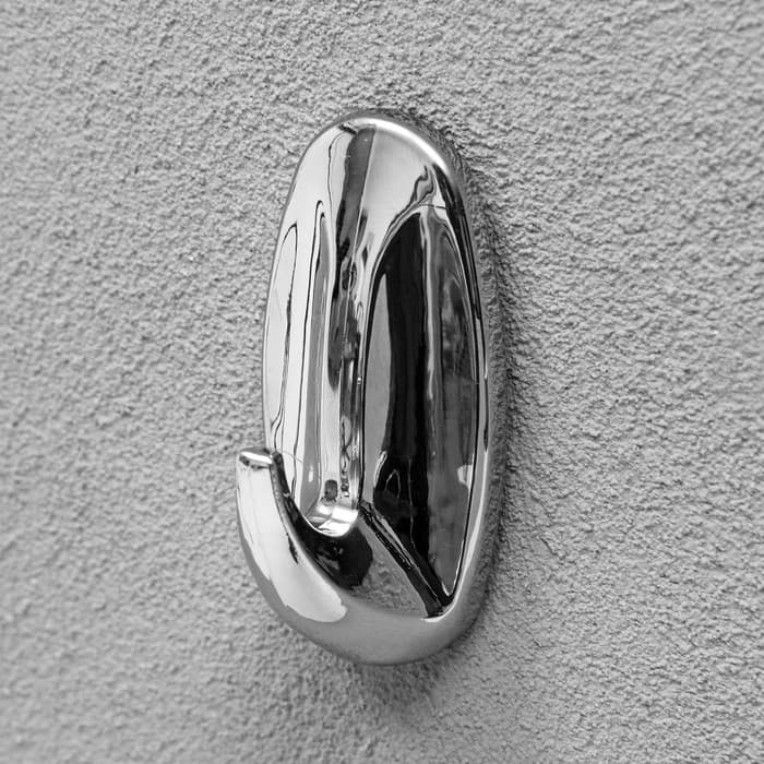 Крючки самоклеящиеся, круглые, с системой бесследного удаления, набор, хром, 2.5×5.5 см, 2 шт.