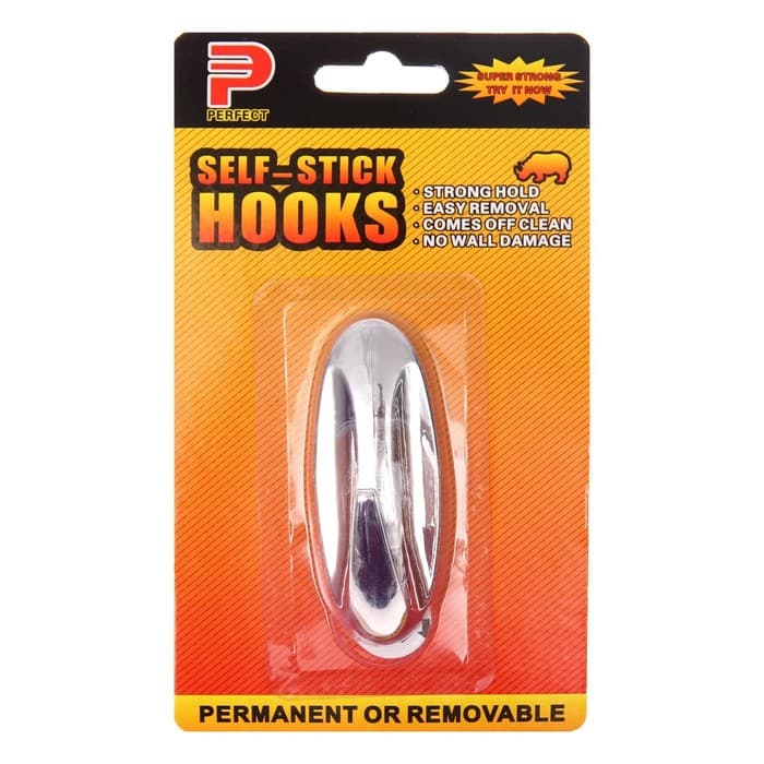 Крючок самоклеящийся, круглый, с системой бесследного удаления, хром, 3×8 см, 1 шт.