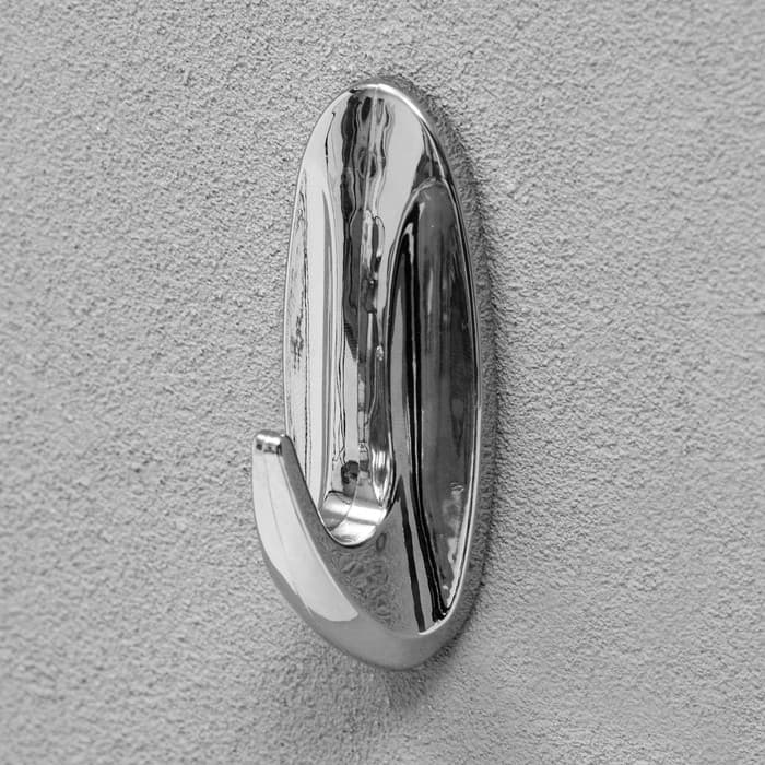 Крючок самоклеящийся, круглый, с системой бесследного удаления, хром, 3×8 см, 1 шт.