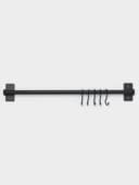 Рейлинговая система для кухни, 57 см, 5 крючков, чёрная