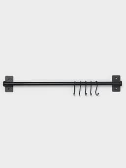 Рейлинговая система для кухни, 57 см, 5 крючков, чёрная
