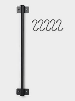 Рейлинговая система для кухни, 57 см, 5 крючков, чёрная