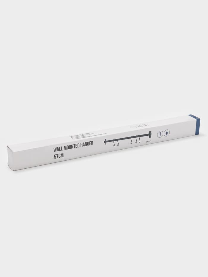 Рейлинговая система для кухни, 57 см, 5 крючков, чёрная