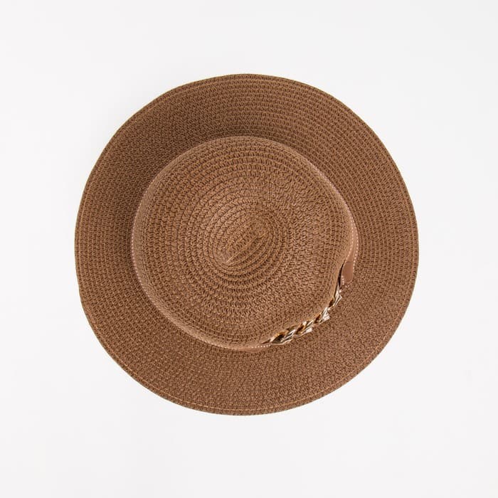 Шляпа женская с цепочкой MINAKU, коричневая, размер 56-58