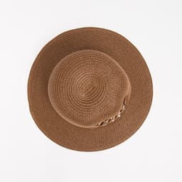 Шляпа женская с цепочкой MINAKU, коричневая, размер 56-58