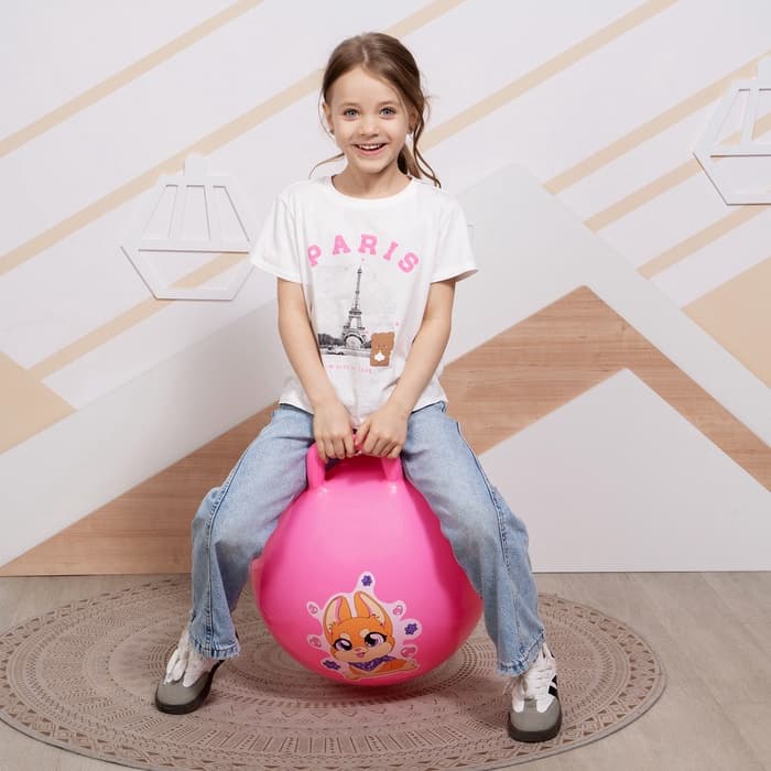 Мяч - прыгун с ручкой ONLYTOP «Корги», d=45 см, розовый