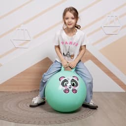 Мяч - прыгун с ручкой ONLYTOP «Панда», d=45 см, бирюзовый