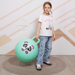 Мяч - прыгун с ручкой ONLYTOP «Панда», d=45 см, бирюзовый