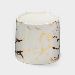 Банки с ложками на деревянной подставке «Эстет. Gold», набор 3 шт.: 300 мл, керамика, белые