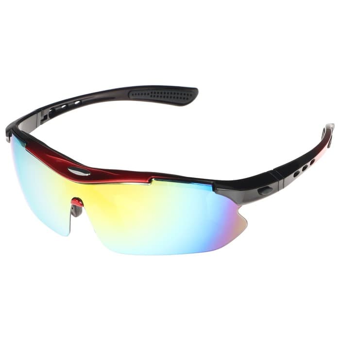 Очки велосипедные, со сменными линзами, в кейсе, красные