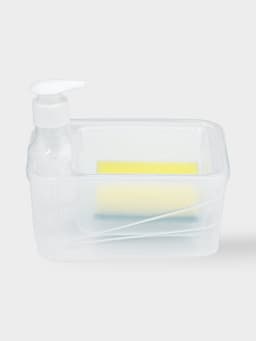 Дозатор для моющего средства с подставкой для губки Доляна, губка в комплекте, 600 мл, 17×13×14 см