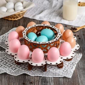 Подставка для кулича и яиц пасхальная Доляна, 12 ячеек, 29×29×10 см, дерево