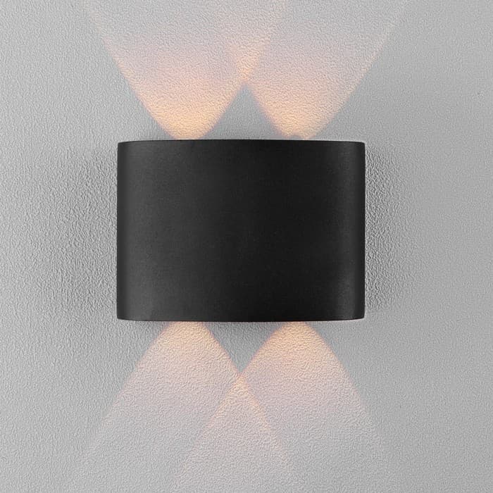 Светильник фасадный «Полусфера», 4 Вт, 3000К, 2 луча, IP65, 220 В, металлический корпус, чёрный, свечение тёплое белое