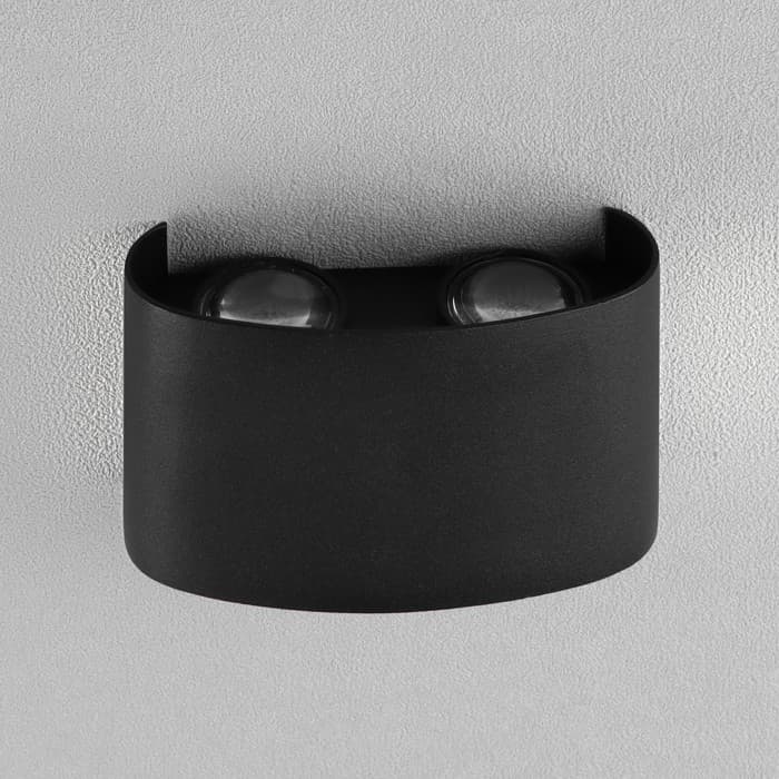 Светильник фасадный «Полусфера», 4 Вт, 3000К, 2 луча, IP65, 220 В, металлический корпус, чёрный, свечение тёплое белое