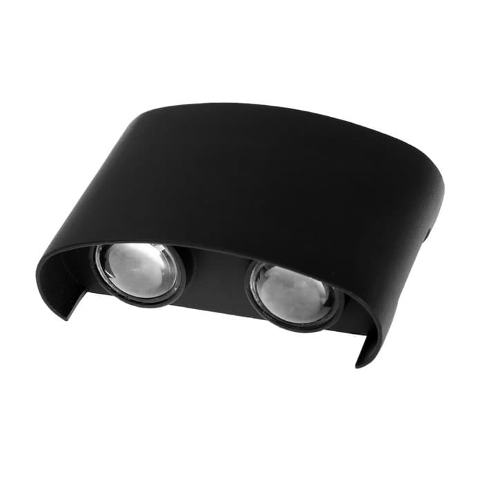 Светильник фасадный «Полусфера», 4 Вт, 3000К, 2 луча, IP65, 220 В, металлический корпус, чёрный, свечение тёплое белое