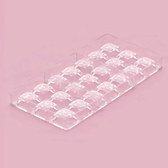 Форма для конфет и шоколада KONFINETTA «Клевер», 27.5×17.5×2.5 см, 21 ячейка 2.5×2.5×1 см, пластик, прозрачная