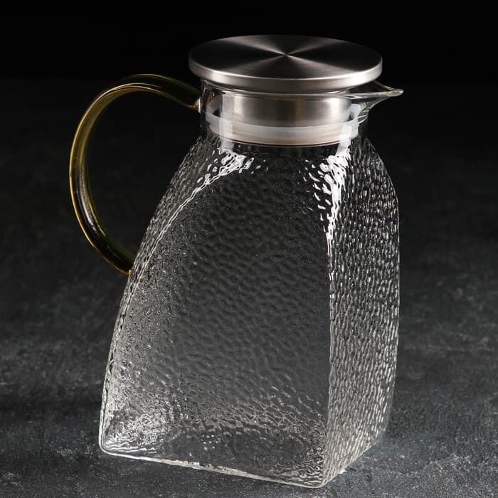 Кувшин для воды Magistro «Сара», 1.4 л, 15.5×9×20 см, с металлической крышкой, стекло, прозрачный