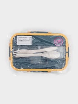 Ланч - бокс для еды Доляна, 3 секции, приборы, 1.3 л, 15.5×7.5×21.5 см, пластик, синий