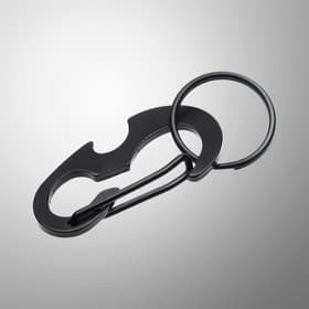 Карабин с кольцом для ключей и открывашкой, чёрный 5 см