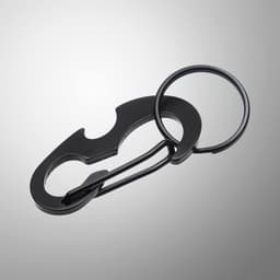 Карабин с кольцом для ключей и открывашкой, чёрный 5 см