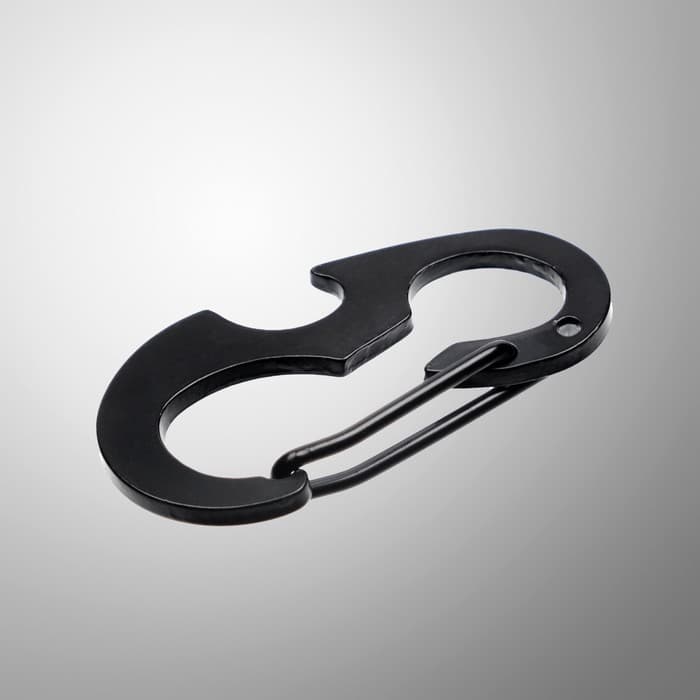 Карабин с кольцом для ключей и открывашкой, чёрный 5 см