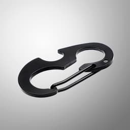 Карабин с кольцом для ключей и открывашкой, чёрный 5 см