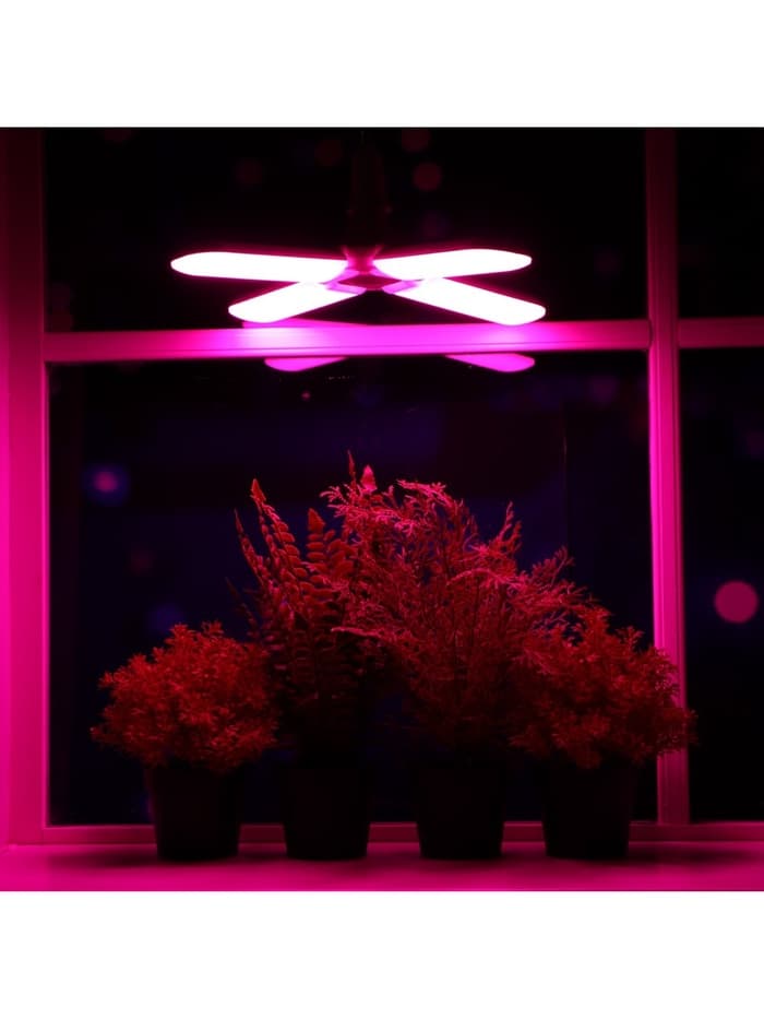 Фитолампа для растений, светодиодная, E27, 32 Вт, IP20, 220 В, 180°, четырёхлепестковая, складная, мультиспектральная