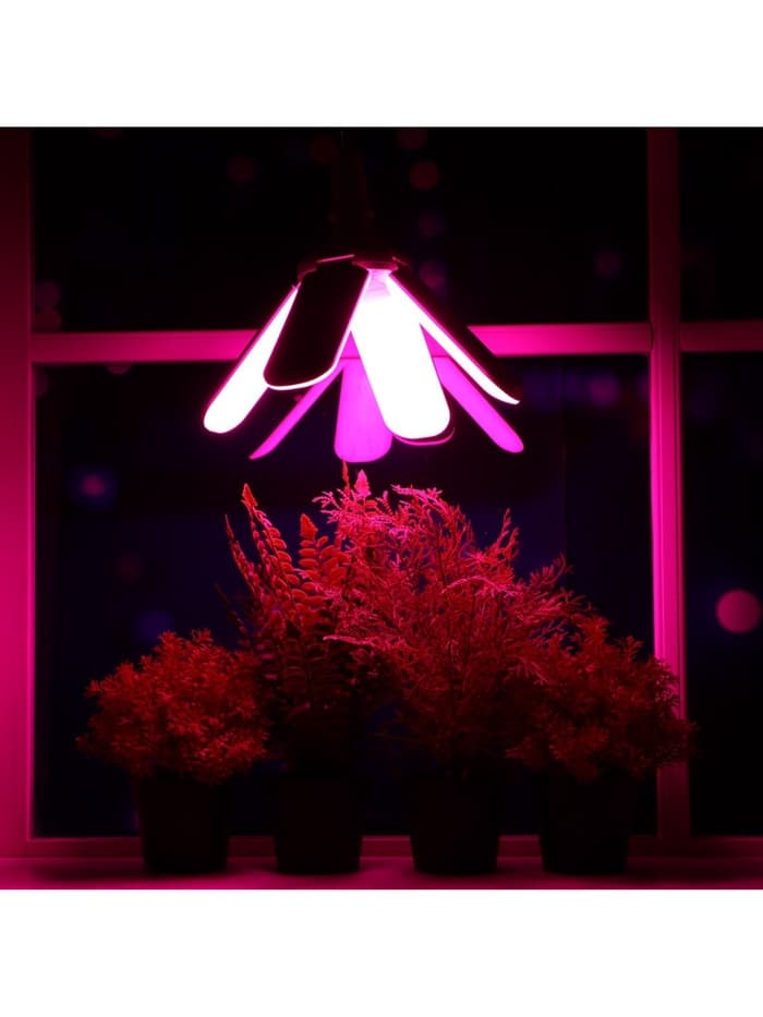 Фитолампа для растений, светодиодная, E27, 32 Вт, IP20, 220 В, 180°, четырёхлепестковая, складная, мультиспектральная