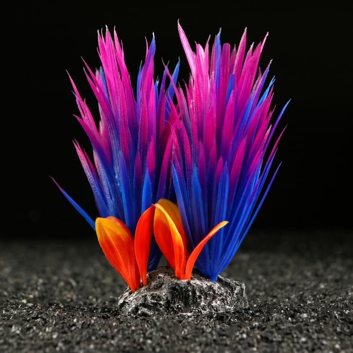 Растение для аквариума и террариума, 18×10×11.5 см, красно-фиолетовый