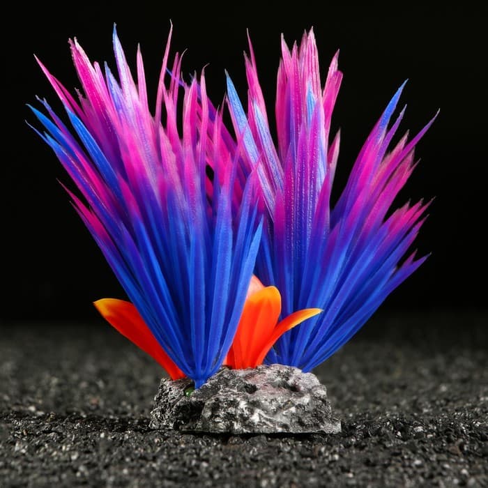 Растение для аквариума и террариума, 18×10×11.5 см, красно-фиолетовый