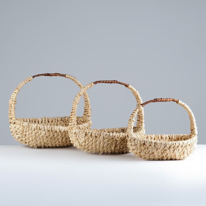 Корзина плетёная для хранения Neith, бамбуковая, бежевая, набор 3 шт.