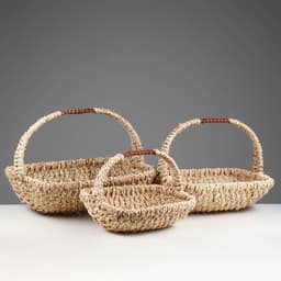 Корзина плетёная для хранения, бамбук, овальная, бежевая, набор 3 шт.