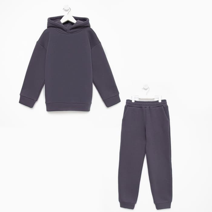 Костюм для мальчика с начёсом: худи, брюки, MINAKU: Basic Line KIDS, серый, рост 110 см
