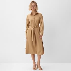Платье женское миди MINAKU: Casual collection, бежевое, размер 44