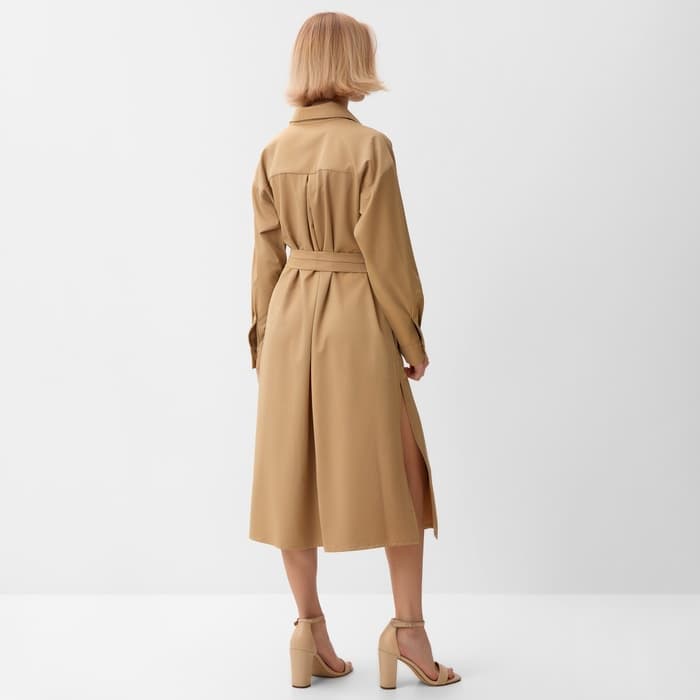 Платье миди женское MINAKU: Casual collection, бежевое, размер 44