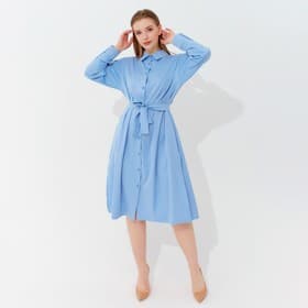 Платье миди женское MINAKU: Casual collection, голубое, размер 48