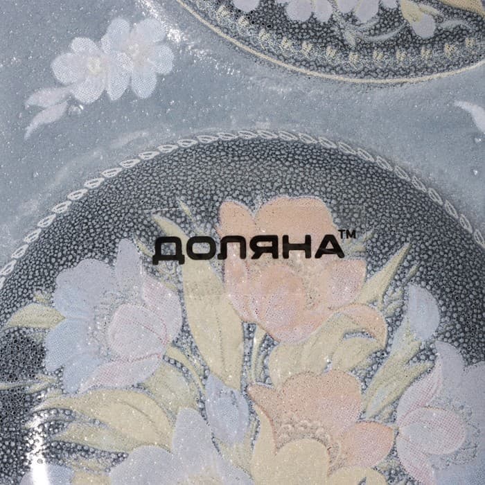 Подставка для яиц Доляна «Жостовская роспись», 5 ячеек, 20×20 см, стекло, чёрная