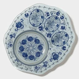 Подставка для яиц Доляна «Цветочная роспись», 3 ячейки, 21×18 см, стекло, белая