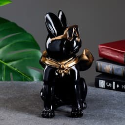 Подставка для мелочей «Фигурка. Бульдог в плаще», полистоун, чёрная, 23×20×13 см