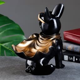 Подставка для мелочей «Фигурка. Бульдог в плаще», полистоун, чёрная, 23×20×13 см