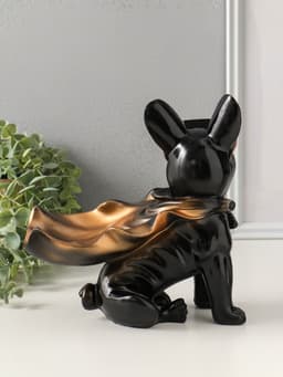 Подставка для мелочей «Фигурка. Бульдог в плаще», полистоун, чёрная, 23×20×13 см