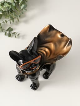 Подставка для мелочей «Фигурка. Бульдог в плаще», полистоун, чёрная, 23×20×13 см