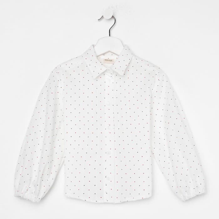 Рубашка для девочки в горошек MINAKU: Cotton collection, белая, рост 110 см