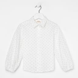 Рубашка для девочки в горошек MINAKU: Cotton collection, белая, рост 110 см